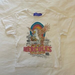 Hercules unicorn elton john rock music graphic tee, size xs